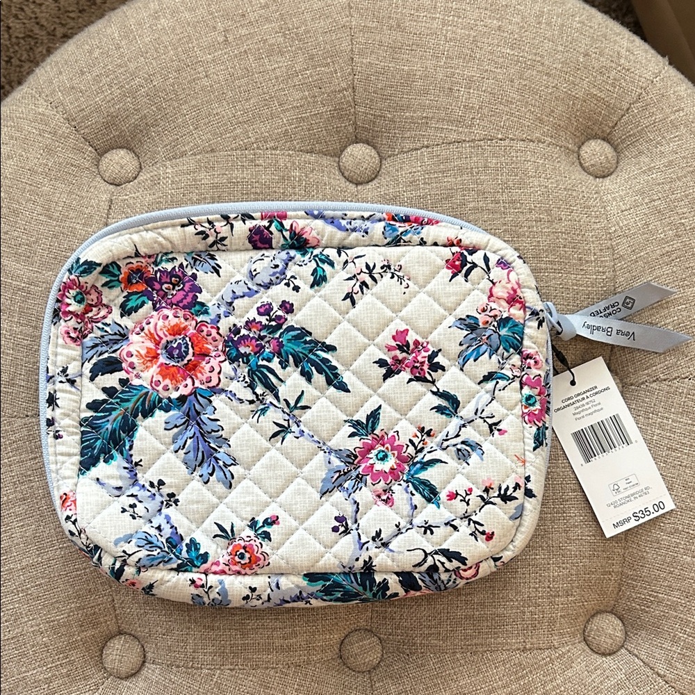 NWT Vera Bradley Cord Organizer / Cosmetic Bag—Magnifique Floral—9” x 7”